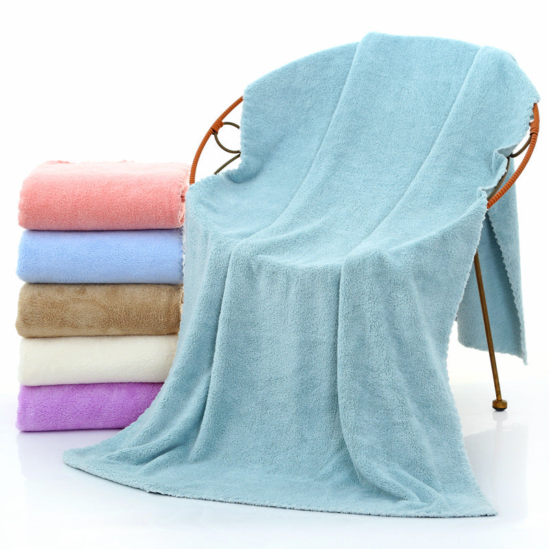 Bath Towel Coral Fleece Microfiber Absorbent Thickened