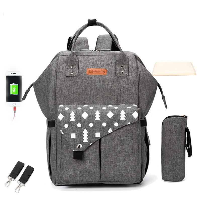 Mummy Bag Multifunctional Large Capacity Cross-border Hot Selling Backpack Mommy Bag Mommy Bag With USB Ready Supply