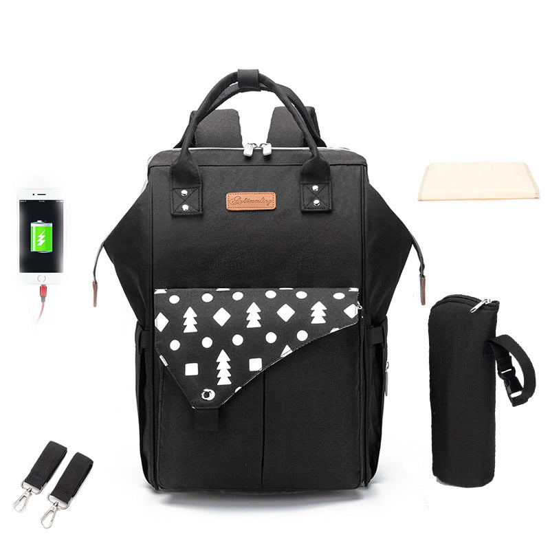 Mummy Bag Multifunctional Large Capacity Cross-border Hot Selling Backpack Mommy Bag Mommy Bag With USB Ready Supply