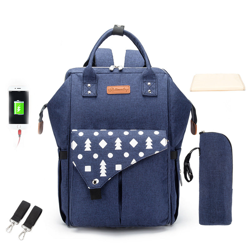 Mummy Bag Multifunctional Large Capacity Cross-border Hot Selling Backpack Mommy Bag Mommy Bag With USB Ready Supply