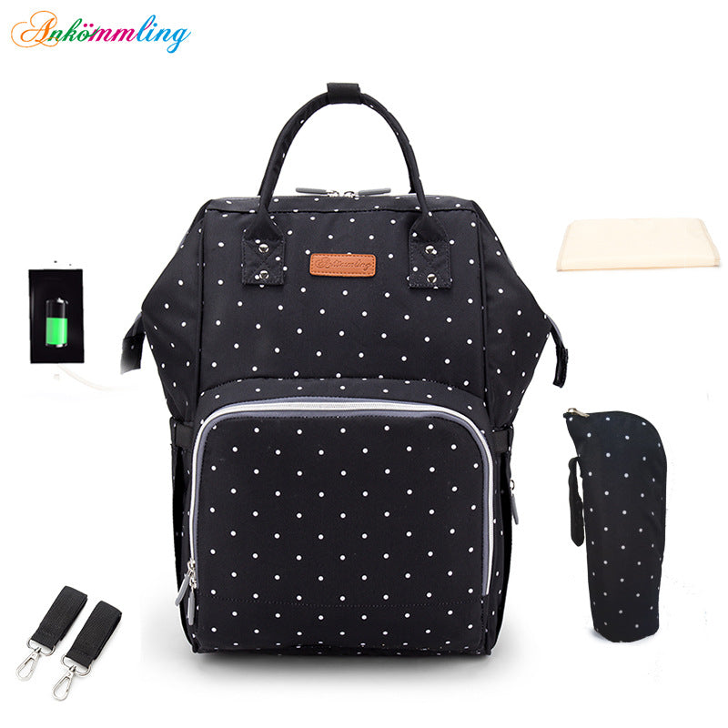 Mummy Bag Multifunctional Large Capacity Cross-border Hot Selling Backpack Mommy Bag Mommy Bag With USB Ready Supply