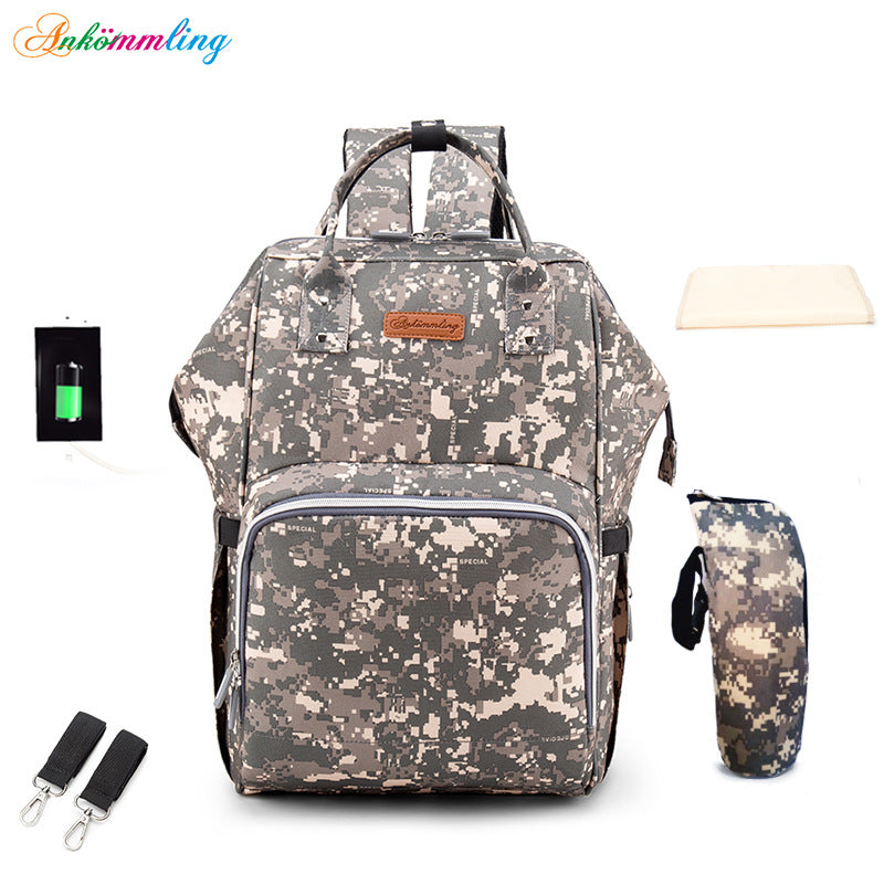 Mummy Bag Multifunctional Large Capacity Cross-border Hot Selling Backpack Mommy Bag Mommy Bag With USB Ready Supply