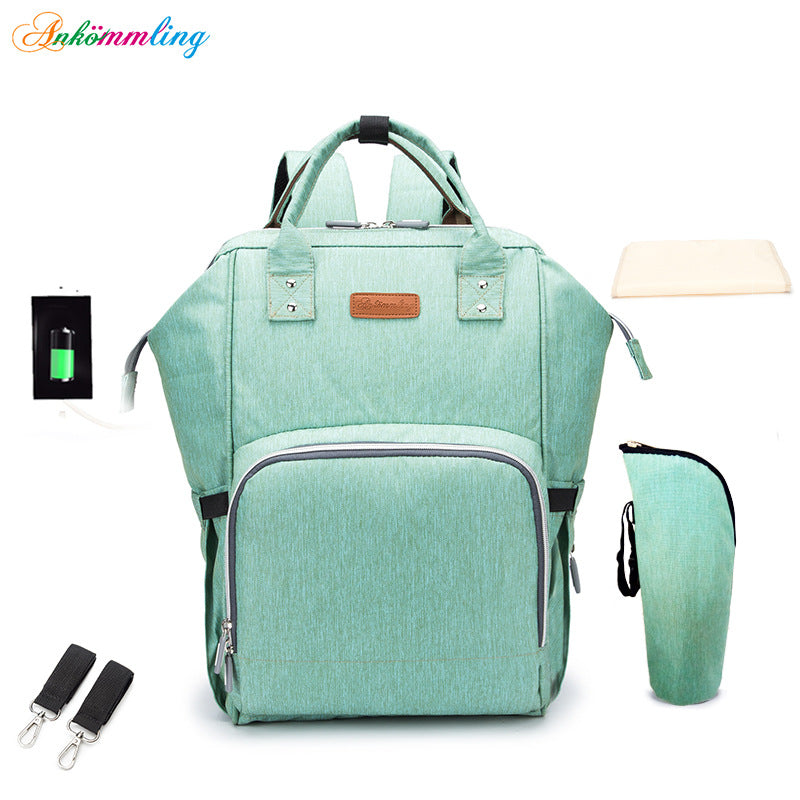 Mummy Bag Multifunctional Large Capacity Cross-border Hot Selling Backpack Mommy Bag Mommy Bag With USB Ready Supply