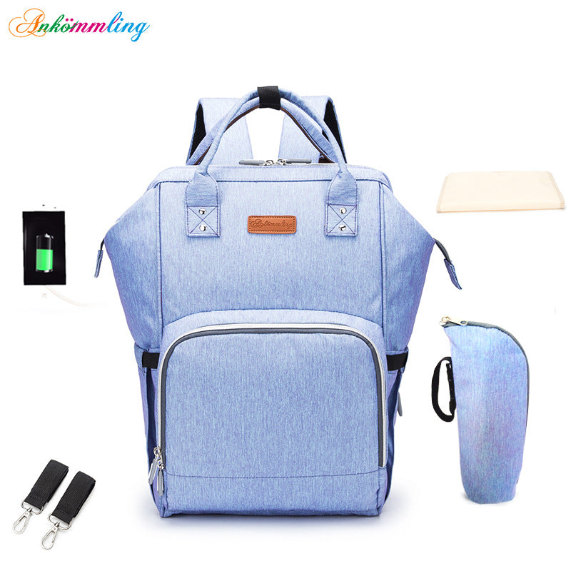 Mummy Bag Multifunctional Large Capacity Cross-border Hot Selling Backpack Mommy Bag Mommy Bag With USB Ready Supply