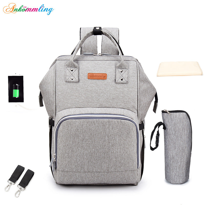 Mummy Bag Multifunctional Large Capacity Cross-border Hot Selling Backpack Mommy Bag Mommy Bag With USB Ready Supply