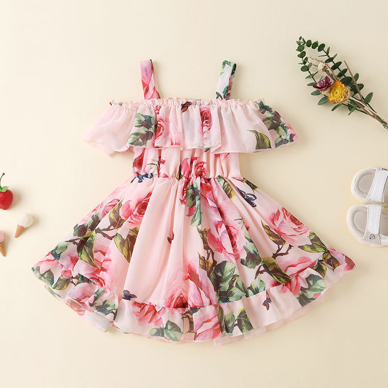 Summer New Foreign Trade Girls Foreign Style Sling Chiffon Skirt Princess Skirt Children&#039;s Korean Style Sling Dress