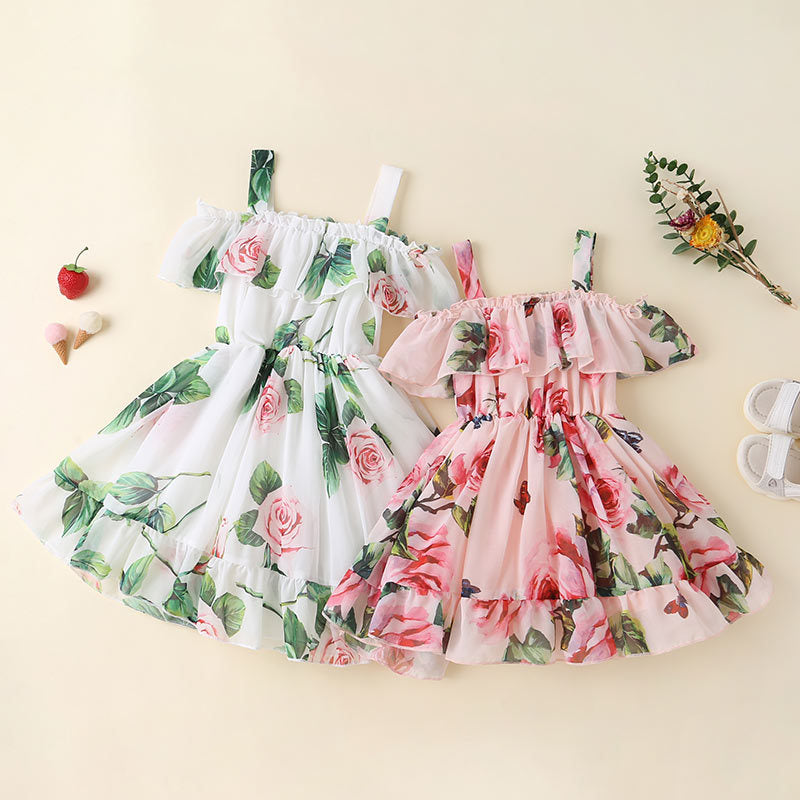 Summer New Foreign Trade Girls Foreign Style Sling Chiffon Skirt Princess Skirt Children&#039;s Korean Style Sling Dress