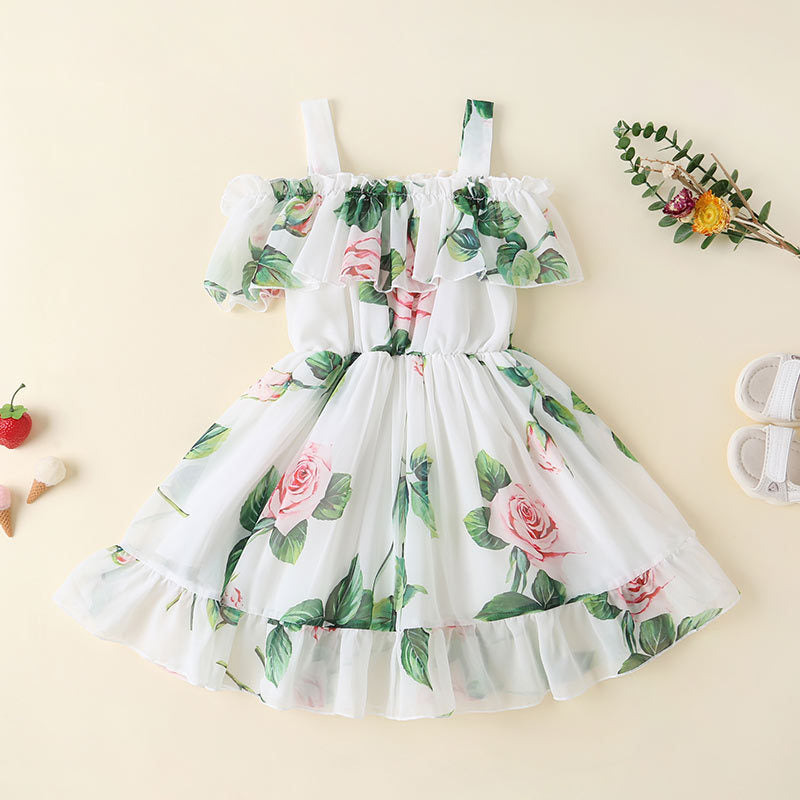 Summer New Foreign Trade Girls Foreign Style Sling Chiffon Skirt Princess Skirt Children&#039;s Korean Style Sling Dress