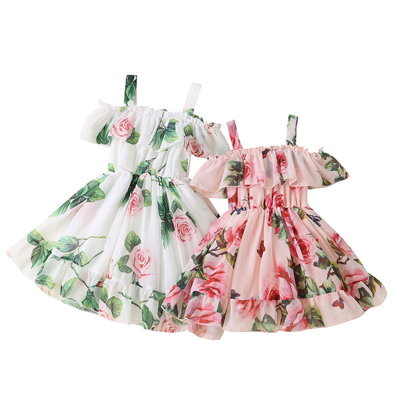 Summer New Foreign Trade Girls Foreign Style Sling Chiffon Skirt Princess Skirt Children&#039;s Korean Style Sling Dress