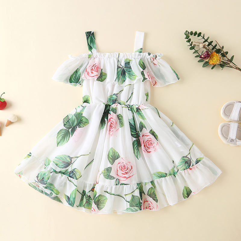 Summer New Foreign Trade Girls Foreign Style Sling Chiffon Skirt Princess Skirt Children&#039;s Korean Style Sling Dress