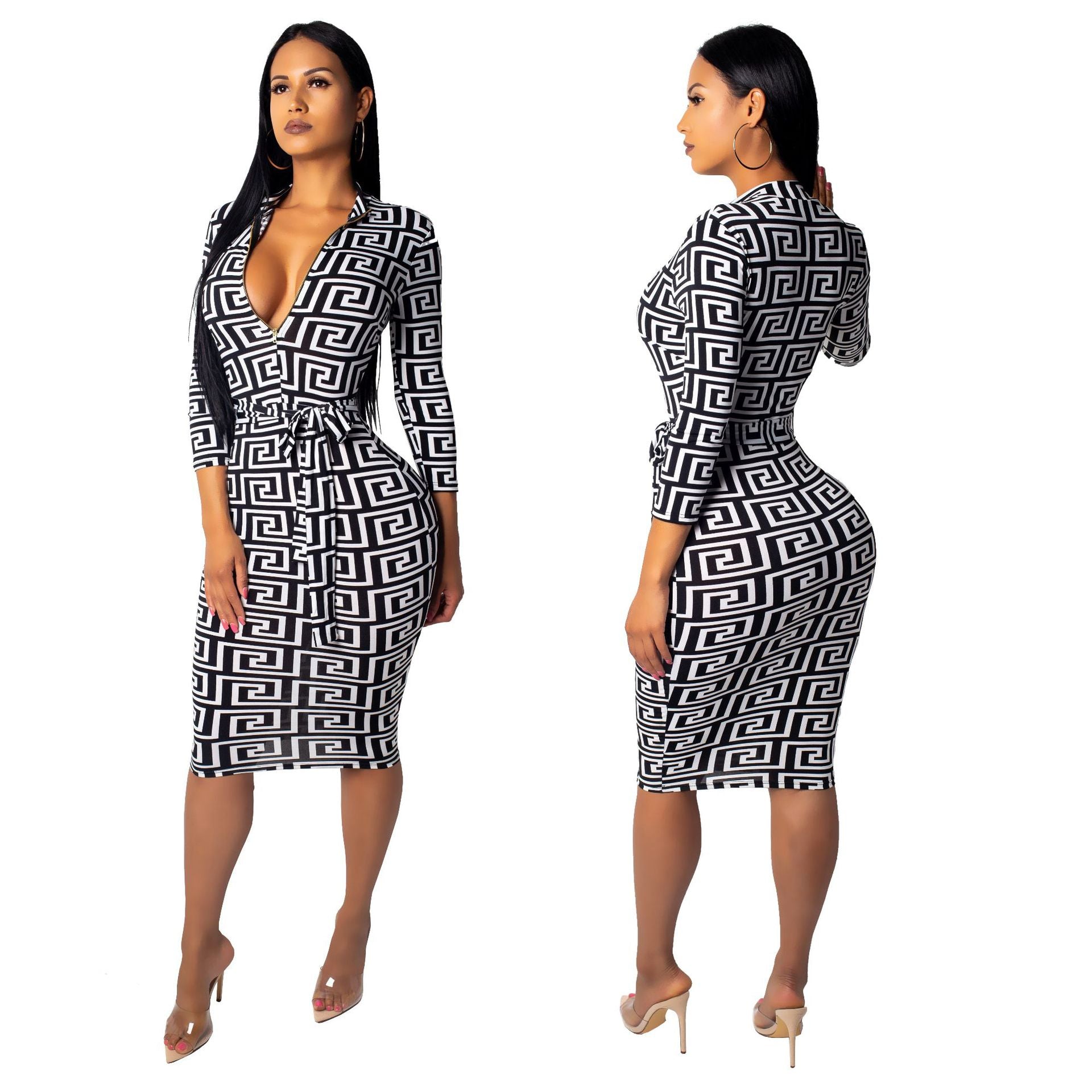 Fashion V-Neck Women&#039;s Fit Sexy One Piece Dress