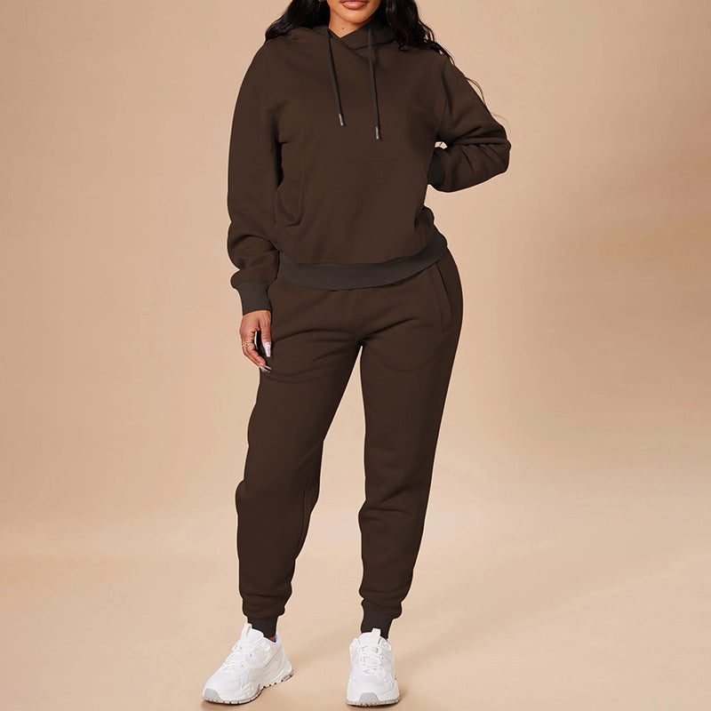 New Women&#039;s Solid Color Hooded Sweatshirt Fashionable Casual Pants Autumn And Winter Suit