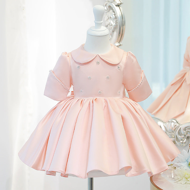 Wholesale Children&#039;s 2024 New Pink Princess Dress Piano Playing Small Host Girl Baby One Year Old Dress