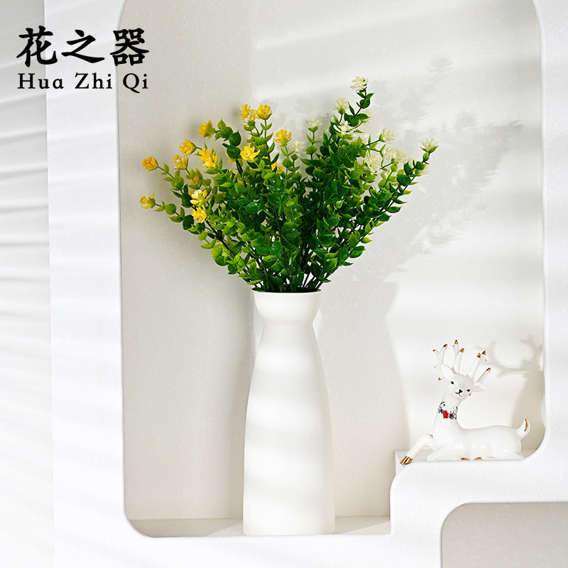 Flower Set Ceramic Vase Suit Ornaments Home Living Room Flower Set Of Three White Decorative Vase