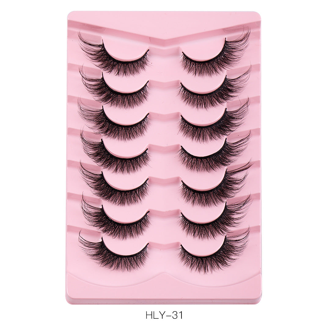 New Product 7 Pairs Of Fox False Eyelashes Natural One Piece High Imitation Mink Hair Thick Fox Eye Grafted  Eyelashes