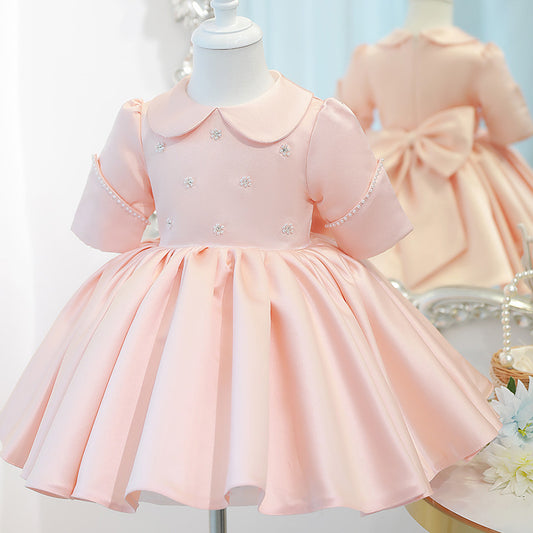 Wholesale Children&#039;s 2024 New Pink Princess Dress Piano Playing Small Host Girl Baby One Year Old Dress