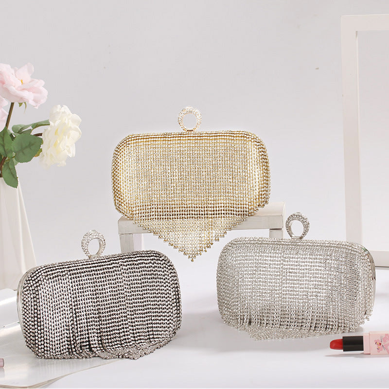 New Cross-border Dinner Bag, European And American Ladies Clutch Bag, Ring-encrusted Diamond Banquet Bag, Matching Dress Evening Bag