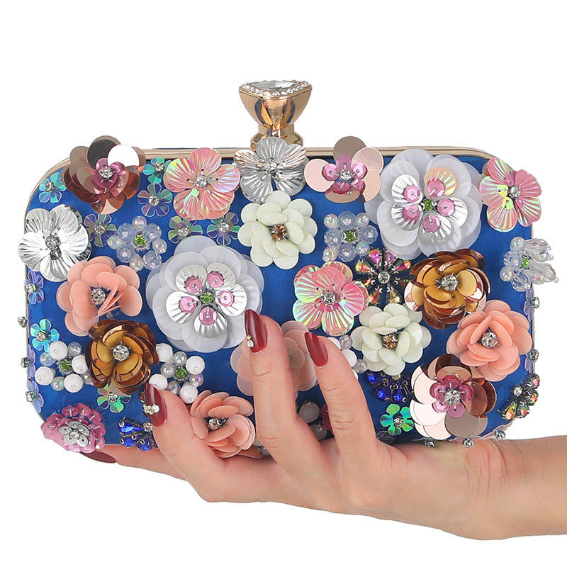 New Cross-border Dinner Bag Handmade Flower Banquet Bag Party Ladies Clutch Bag Evening Beaded Embroidery Bag