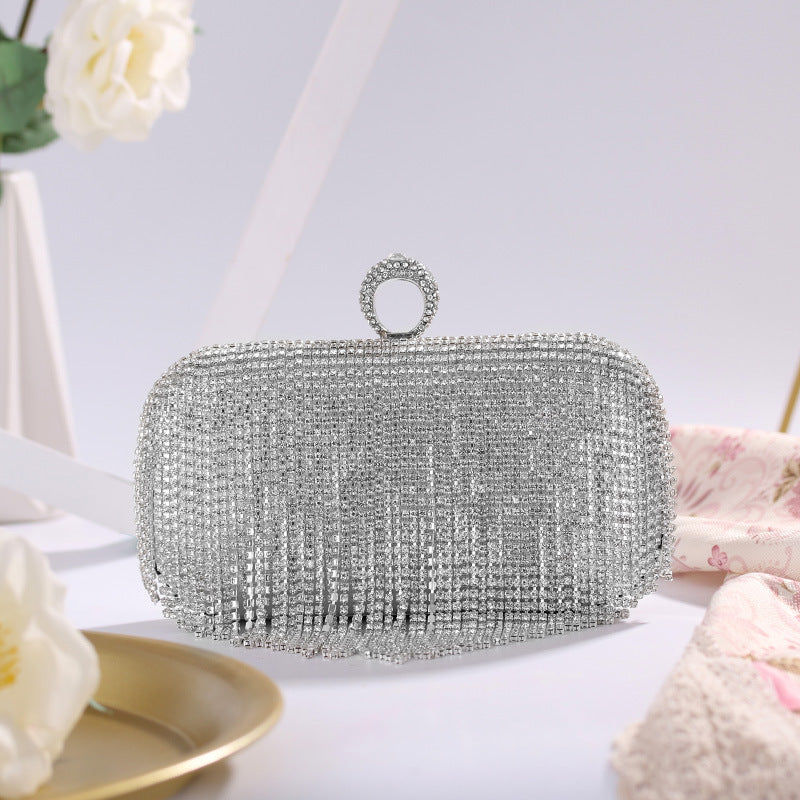 New Cross-border Dinner Bag, European And American Ladies Clutch Bag, Ring-encrusted Diamond Banquet Bag, Matching Dress Evening Bag