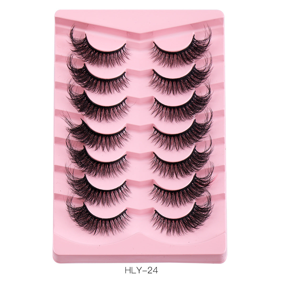 New Product 7 Pairs Of Fox False Eyelashes Natural One Piece High Imitation Mink Hair Thick Fox Eye Grafted  Eyelashes