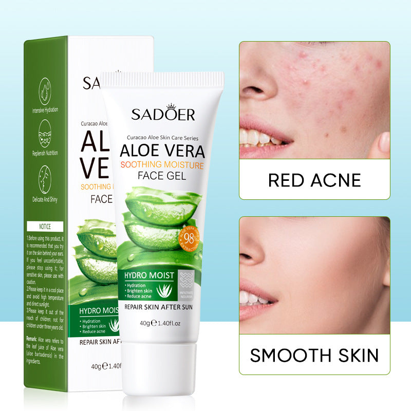 Pure Aloe Face Moisturizing Gel for  Delicate Care Facial. Treats Sunburn and Anti Aging