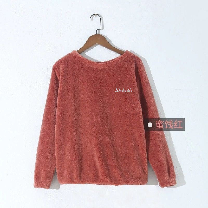 Coral Velvet Warm Clothes Autumn And Winter New Pajamas Women&#039;s Outer Wear Long-sleeved Velvet Thickened Home Clothes Tops Warm Pants Trendy