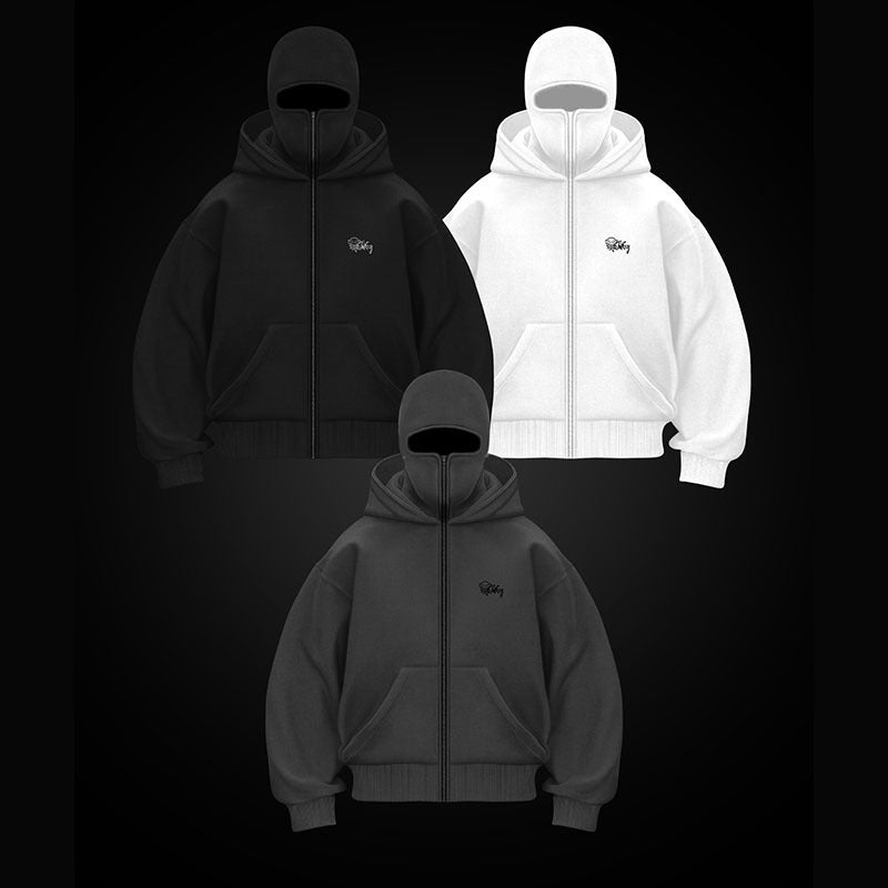 Cross-border Fashion Brand Fleece-lined Double Hat Unique Design Hooded Sweater Autumn And Winter New Men&#039;s And Women&#039;s Loose Y2K Sweater