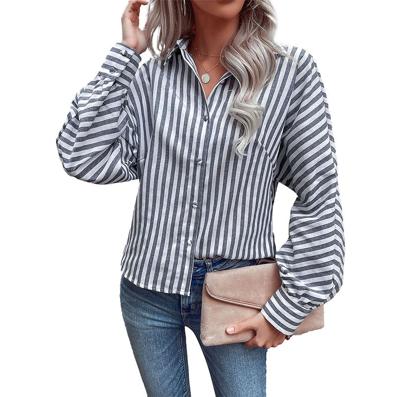 Striped Cardigan Shirt Long-sleeved