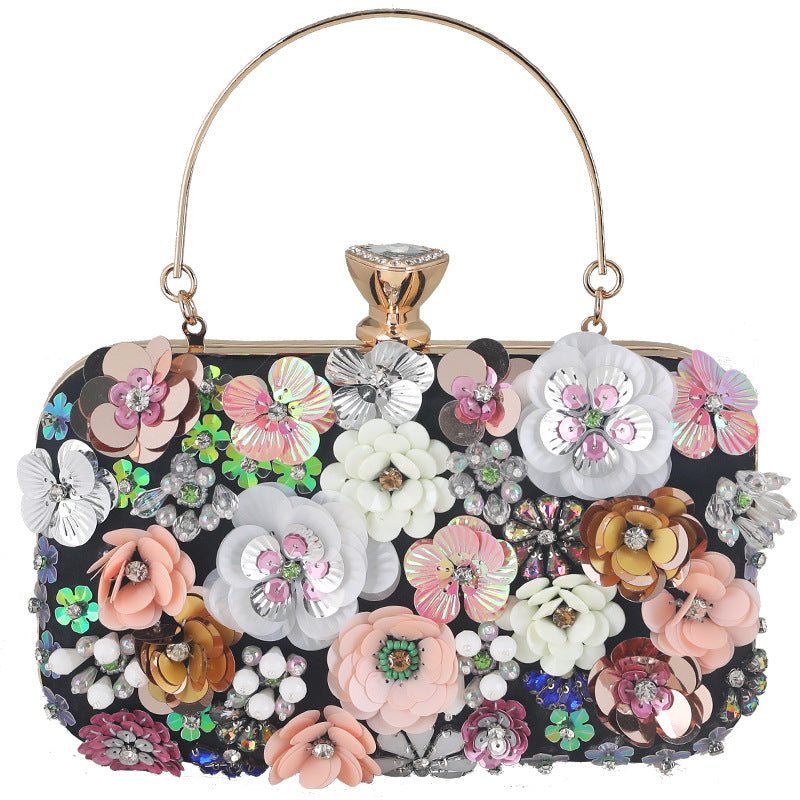 New Cross-border Dinner Bag Handmade Flower Banquet Bag Party Ladies Clutch Bag Evening Beaded Embroidery Bag