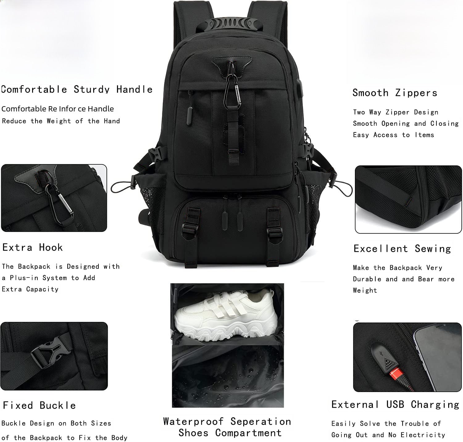 Casual Outdoor Travel Backpack For Men Super Large Capacity Double Shoulder Strap Suitable For Mountain Climbing Students