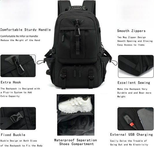 Casual Outdoor Travel Backpack For Men Super Large Capacity Double Shoulder Strap Suitable For Mountain Climbing Students