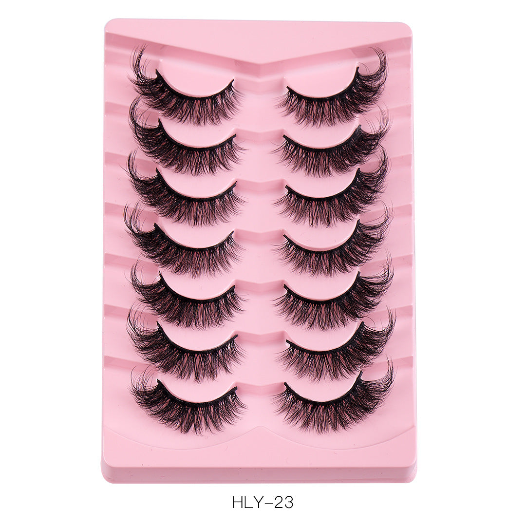 New Product 7 Pairs Of Fox False Eyelashes Natural One Piece High Imitation Mink Hair Thick Fox Eye Grafted  Eyelashes