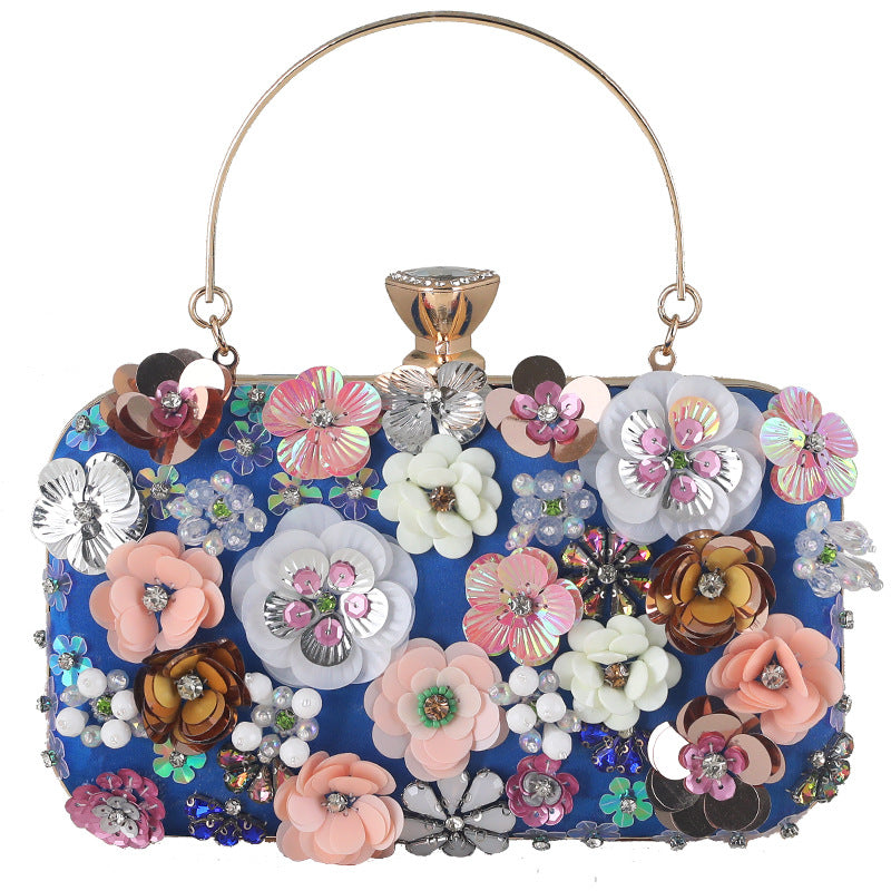 New Cross-border Dinner Bag Handmade Flower Banquet Bag Party Ladies Clutch Bag Evening Beaded Embroidery Bag