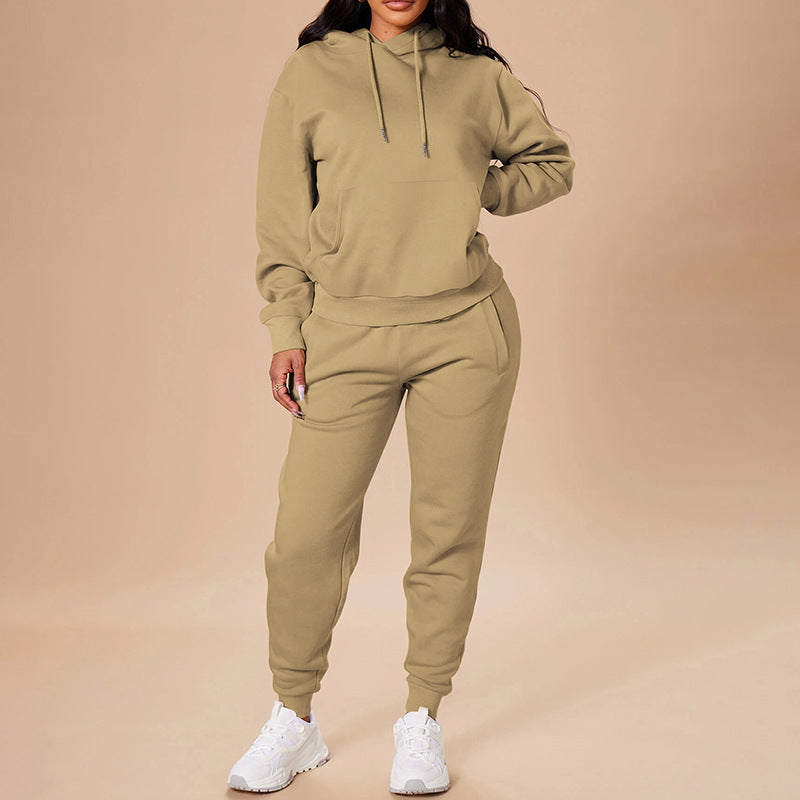 New Women&#039;s Solid Color Hooded Sweatshirt Fashionable Casual Pants Autumn And Winter Suit