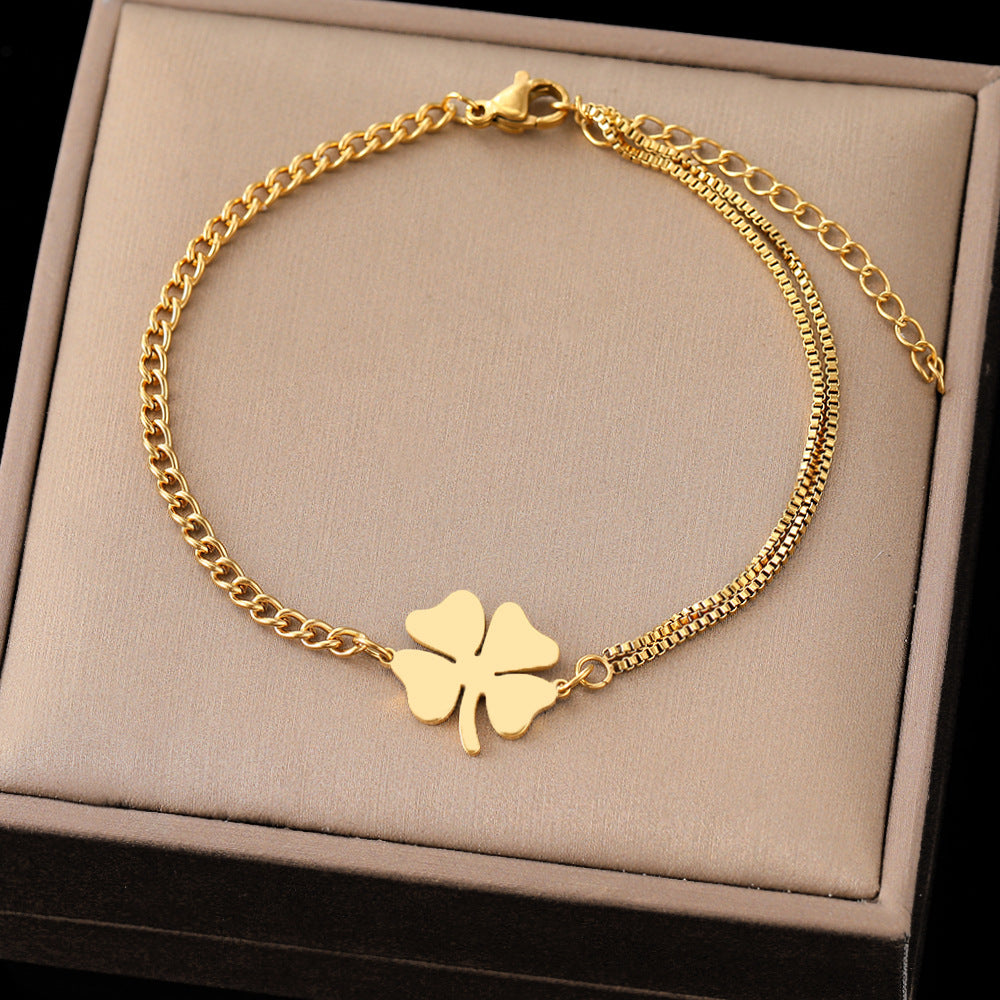 Love Four-leaf Clover Titanium Steel Bracelet Women&#039;s Jewelry