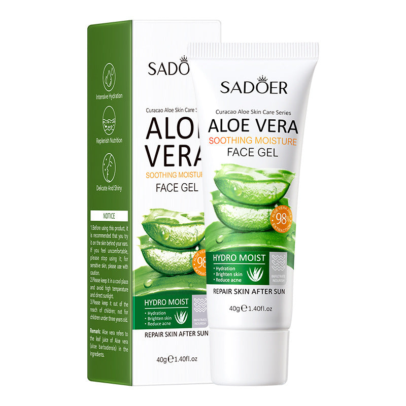 Pure Aloe Face Moisturizing Gel for  Delicate Care Facial. Treats Sunburn and Anti Aging