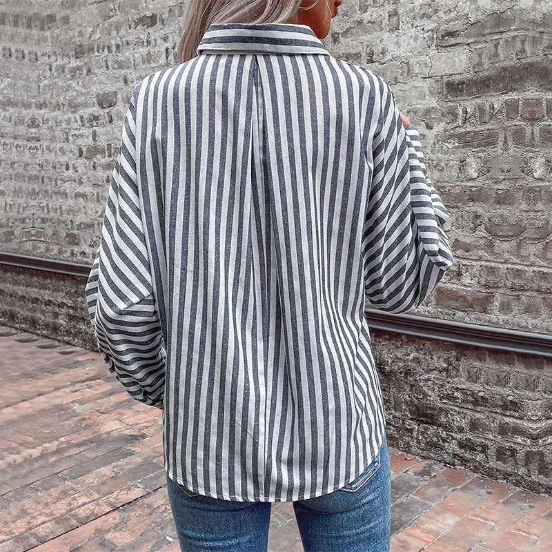 Striped Cardigan Shirt Long-sleeved