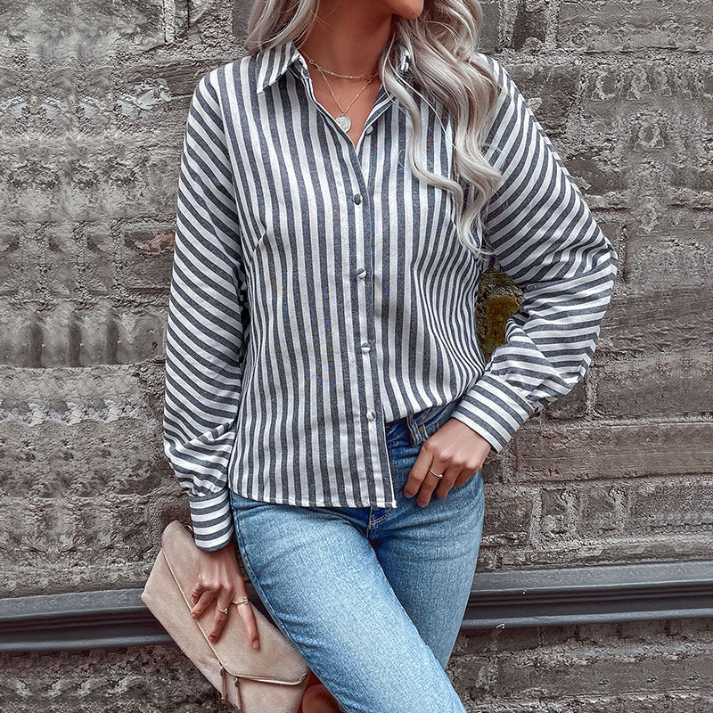 Striped Cardigan Shirt Long-sleeved