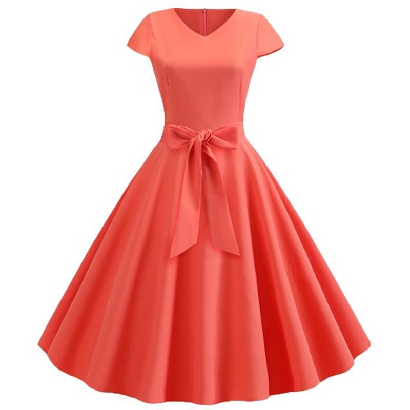 Summer V-neck Solid Color Sleeve Dress Bottoming Skirt 10 Colors 5 Sizes Summer Women&#039;s Skirt