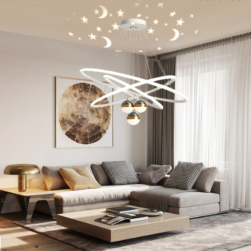 Starry Sky Projection Ceiling Lamp Apartment Living Room Lamp Main Lamp Dining Room Chandelier Bedroom Zhongshan Lamp Living Room Chandelier