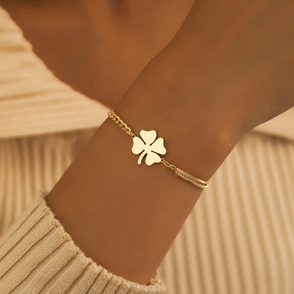 Love Four-leaf Clover Titanium Steel Bracelet Women&#039;s Jewelry