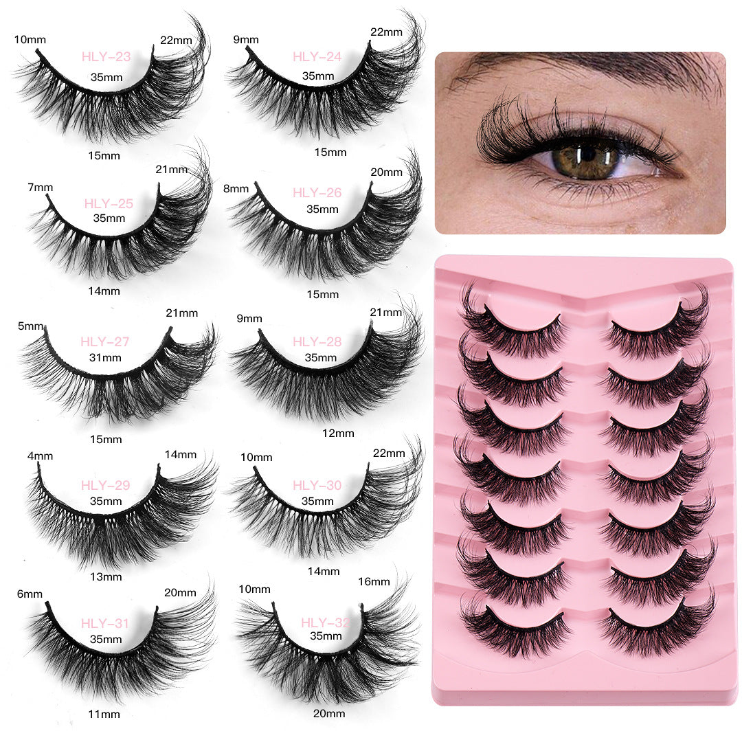 New Product 7 Pairs Of Fox False Eyelashes Natural One Piece High Imitation Mink Hair Thick Fox Eye Grafted  Eyelashes