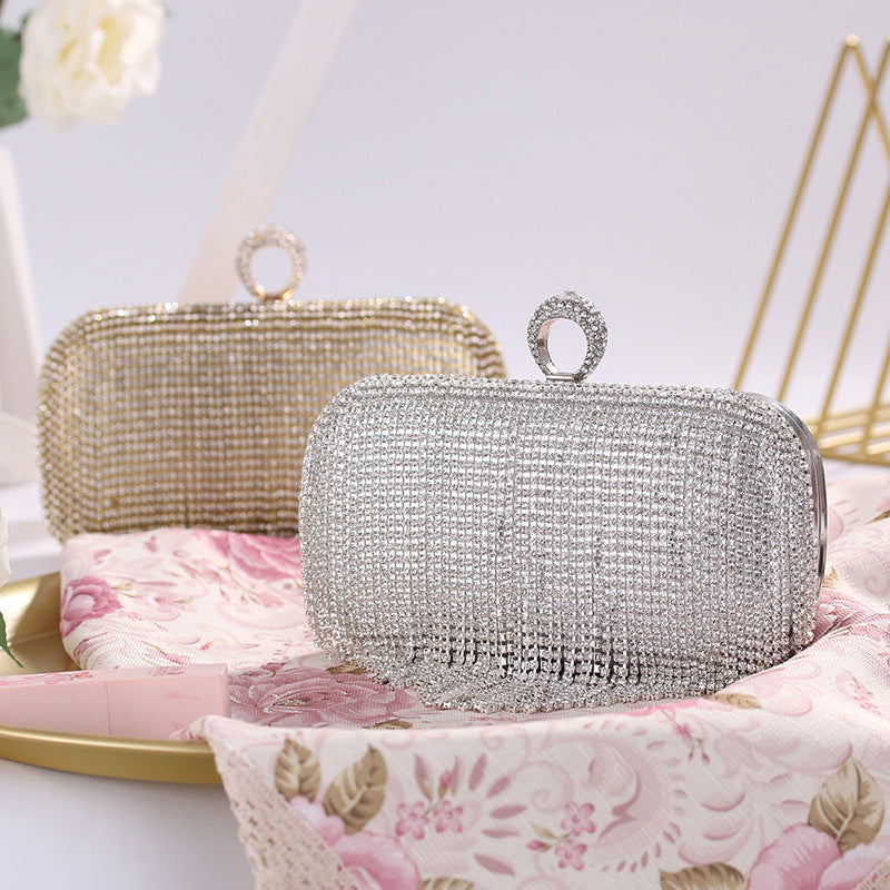 New Cross-border Dinner Bag, European And American Ladies Clutch Bag, Ring-encrusted Diamond Banquet Bag, Matching Dress Evening Bag