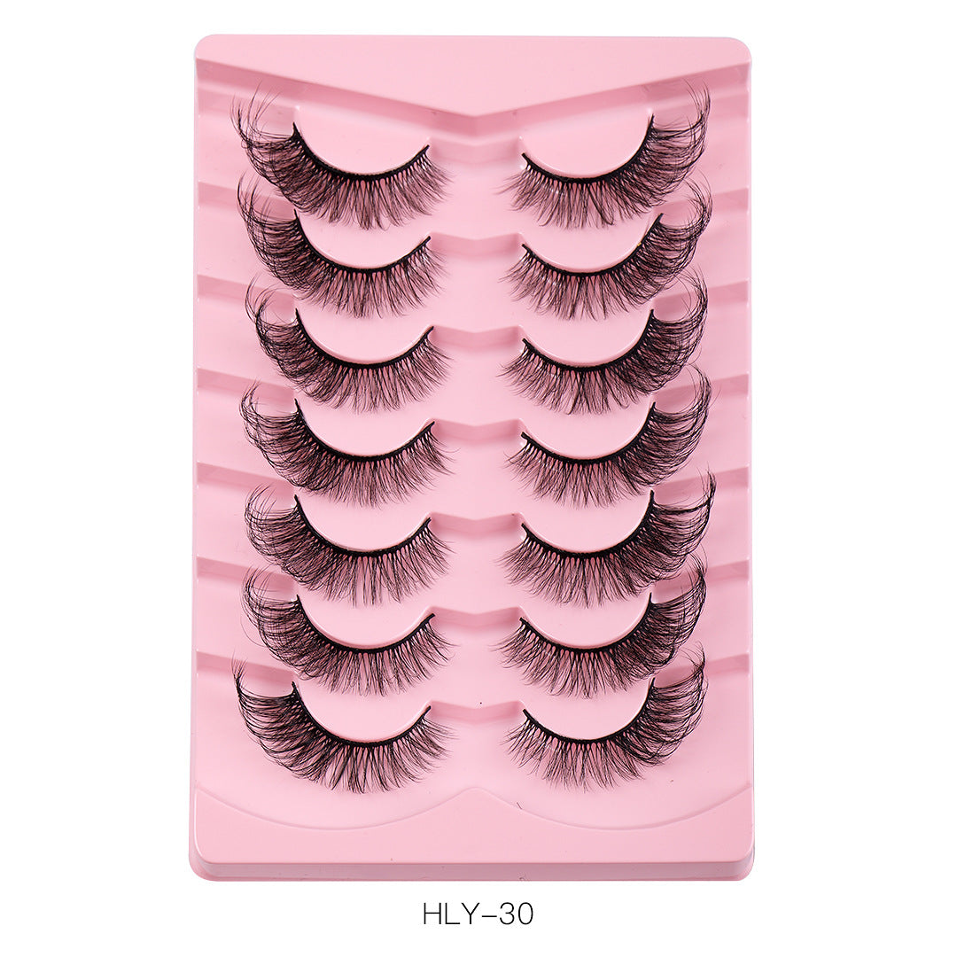 New Product 7 Pairs Of Fox False Eyelashes Natural One Piece High Imitation Mink Hair Thick Fox Eye Grafted  Eyelashes