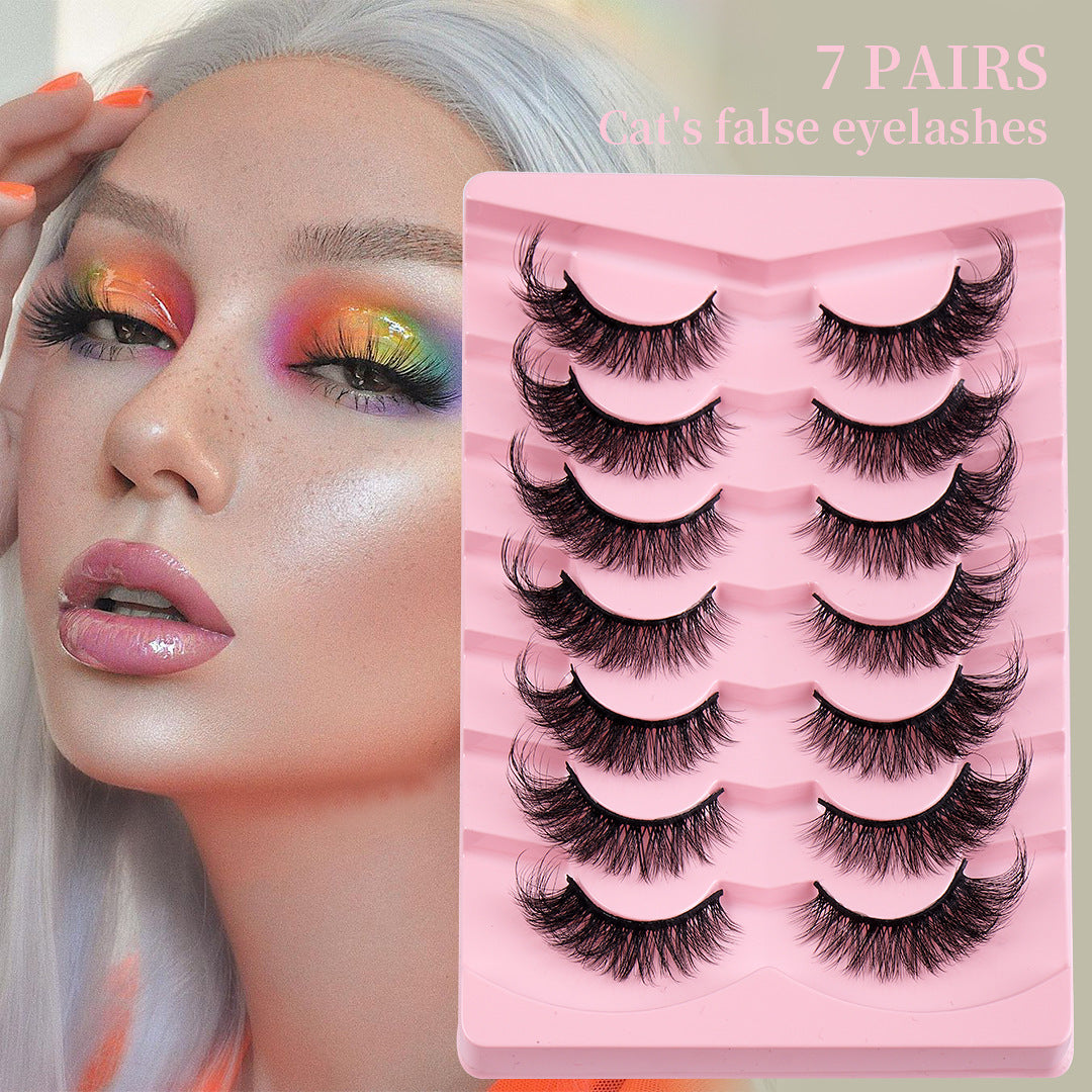 New Product 7 Pairs Of Fox False Eyelashes Natural One Piece High Imitation Mink Hair Thick Fox Eye Grafted  Eyelashes