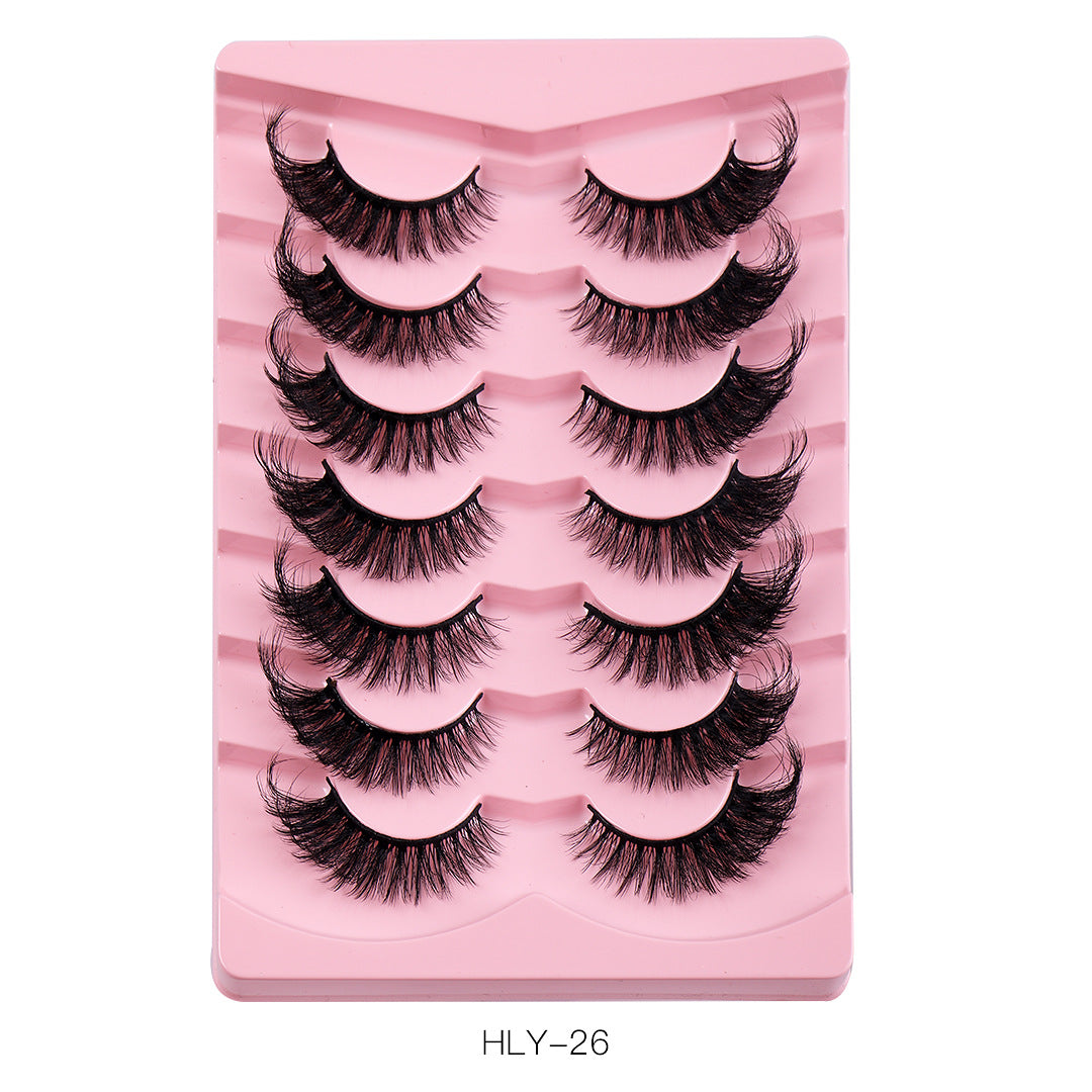 New Product 7 Pairs Of Fox False Eyelashes Natural One Piece High Imitation Mink Hair Thick Fox Eye Grafted  Eyelashes