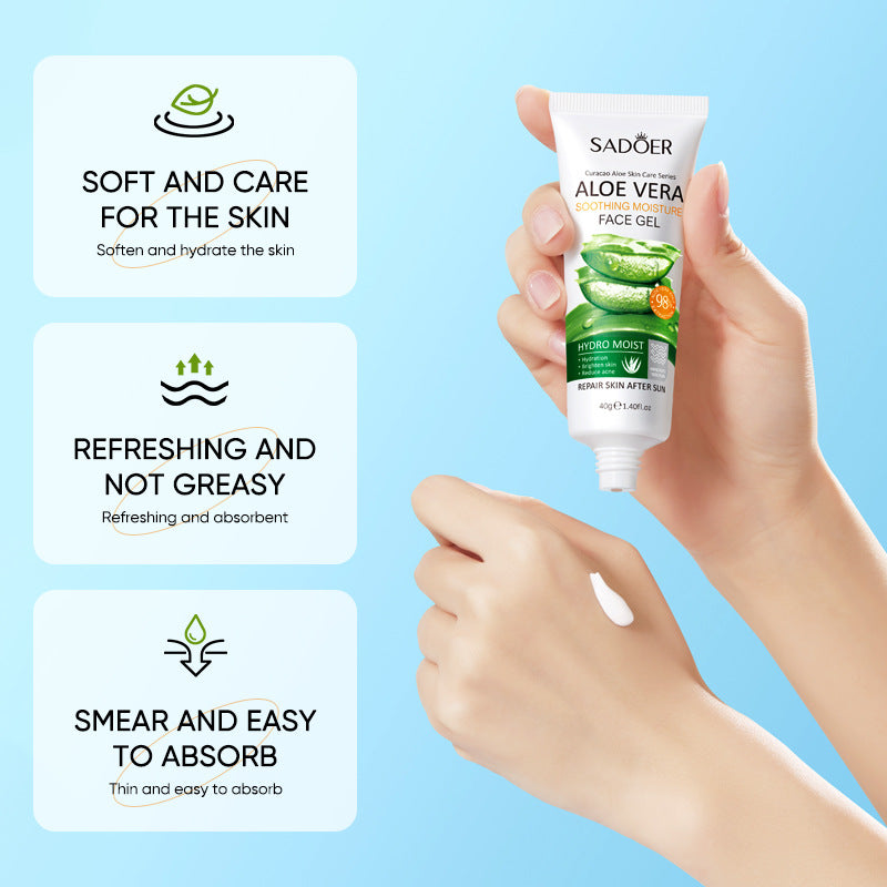 Pure Aloe Face Moisturizing Gel for  Delicate Care Facial. Treats Sunburn and Anti Aging