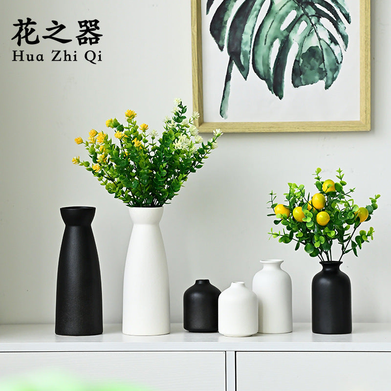 Flower Set Ceramic Vase Suit Ornaments Home Living Room Flower Set Of Three White Decorative Vase