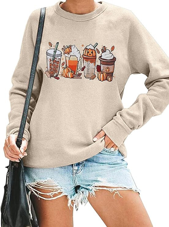 Halloween Women&#039;s Casual Printed Round Neck Loose Long Sleeve Hooded Sweatshirt Top