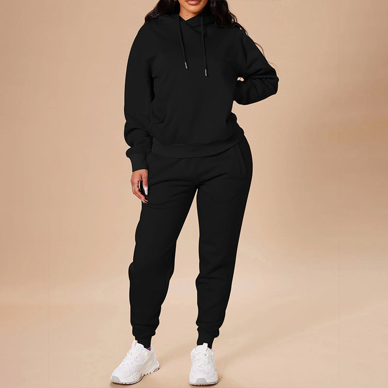 New Women&#039;s Solid Color Hooded Sweatshirt Fashionable Casual Pants Autumn And Winter Suit